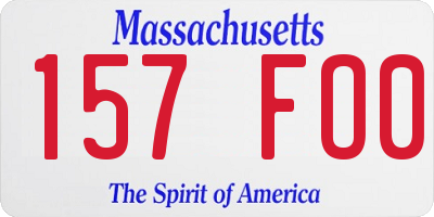MA license plate 157FO0