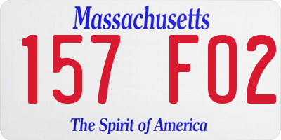 MA license plate 157FO2