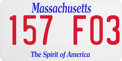 MA license plate 157FO3