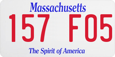 MA license plate 157FO5