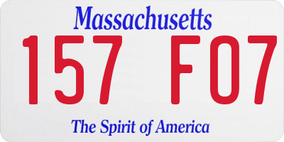 MA license plate 157FO7