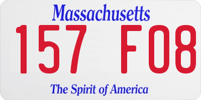 MA license plate 157FO8