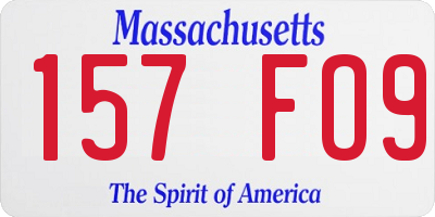 MA license plate 157FO9