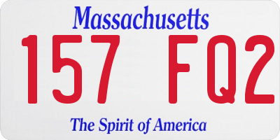 MA license plate 157FQ2