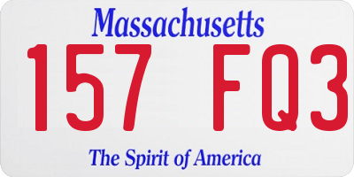 MA license plate 157FQ3