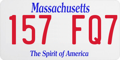 MA license plate 157FQ7