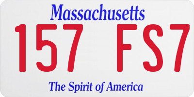 MA license plate 157FS7