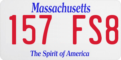 MA license plate 157FS8