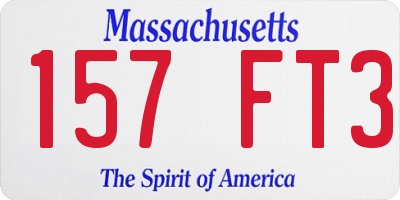MA license plate 157FT3