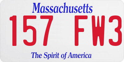 MA license plate 157FW3