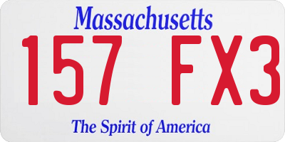 MA license plate 157FX3