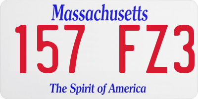 MA license plate 157FZ3