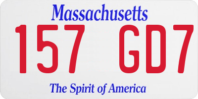 MA license plate 157GD7