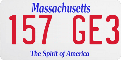 MA license plate 157GE3