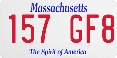 MA license plate 157GF8