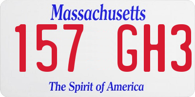 MA license plate 157GH3