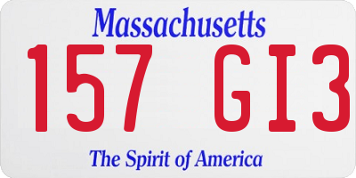 MA license plate 157GI3