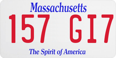MA license plate 157GI7