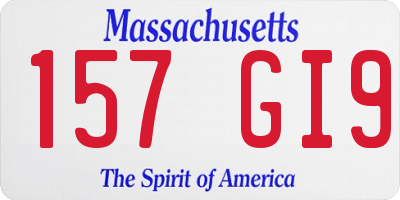 MA license plate 157GI9