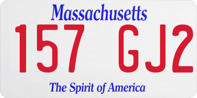 MA license plate 157GJ2