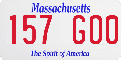 MA license plate 157GO0