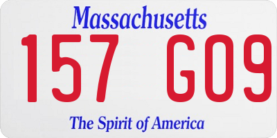 MA license plate 157GO9