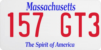 MA license plate 157GT3