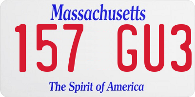 MA license plate 157GU3