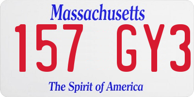 MA license plate 157GY3