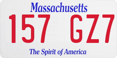 MA license plate 157GZ7