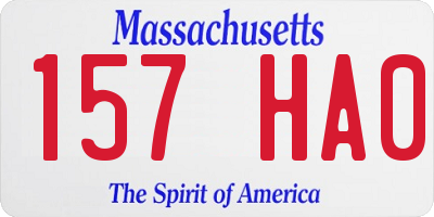 MA license plate 157HA0