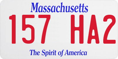 MA license plate 157HA2