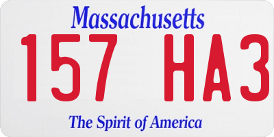 MA license plate 157HA3