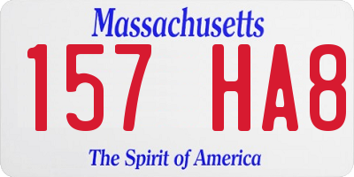 MA license plate 157HA8