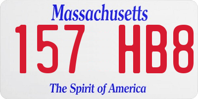 MA license plate 157HB8