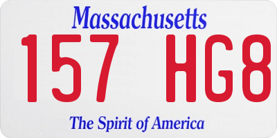 MA license plate 157HG8