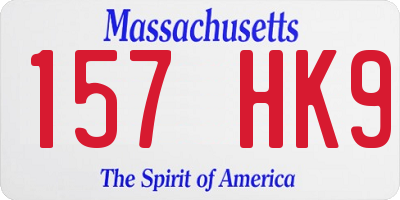 MA license plate 157HK9