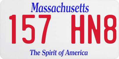 MA license plate 157HN8