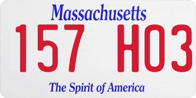 MA license plate 157HO3