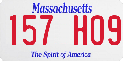 MA license plate 157HO9