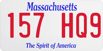 MA license plate 157HQ9