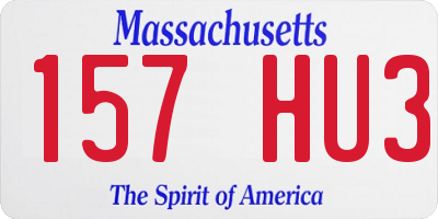 MA license plate 157HU3