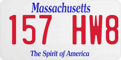 MA license plate 157HW8