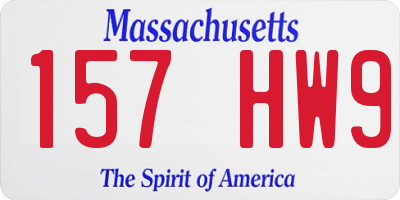 MA license plate 157HW9