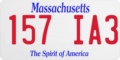 MA license plate 157IA3