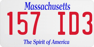 MA license plate 157ID3