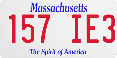 MA license plate 157IE3
