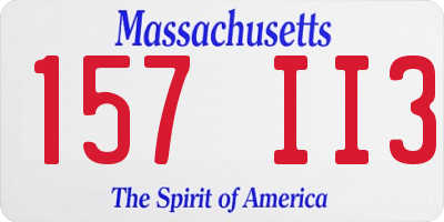 MA license plate 157II3
