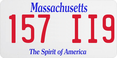 MA license plate 157II9