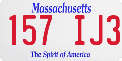MA license plate 157IJ3